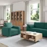 Sofa 3 Pcs Tamsiai Žalia Lino Mišinio Audinys