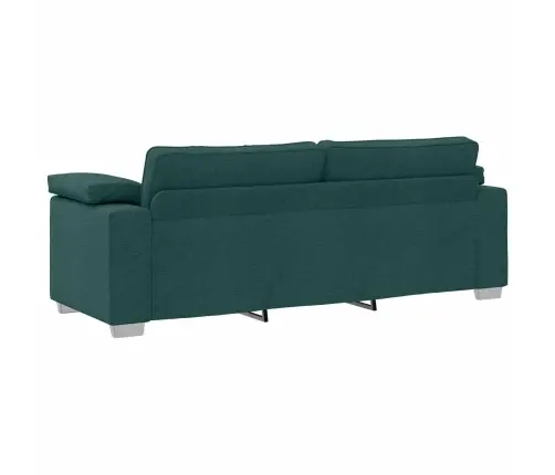 Sofa 3 Pcs Tamsiai Žalia Lino Mišinio Audinys