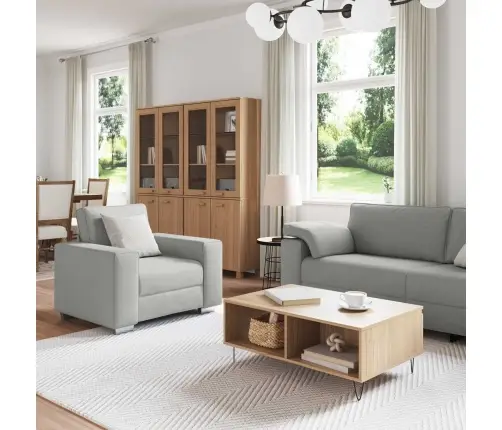 Dīvānu Komplekts 3 Pcs Pelēka 219 X 77 X 82 Cm Audums Vidaxl