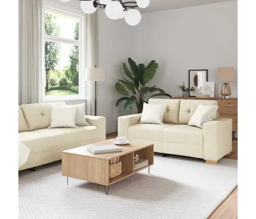 Dīvāns 2 Pcs Bēša Lina Maisījuma Audums Vidaxl