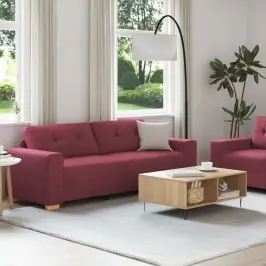 Sofos Komplektas 2 Pcs Vyno Raudona Audinys