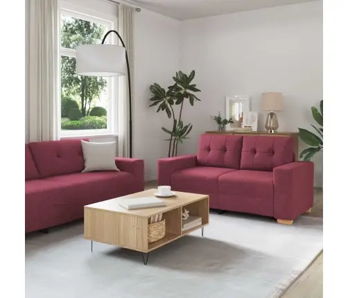 Sofos Komplektas 2 Pcs Vyno Raudona Audinys