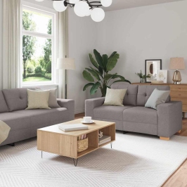 Dīvānu Komplekts Ar Spilvenu 2 Pcs Pelēkbrūna 221 X 78 X 80 Cm Vidaxl