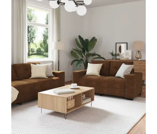 Dīvāns 2 Pcs Brūna 221 X 78 X 80 Cm Mākslīgā Āda Vidaxl