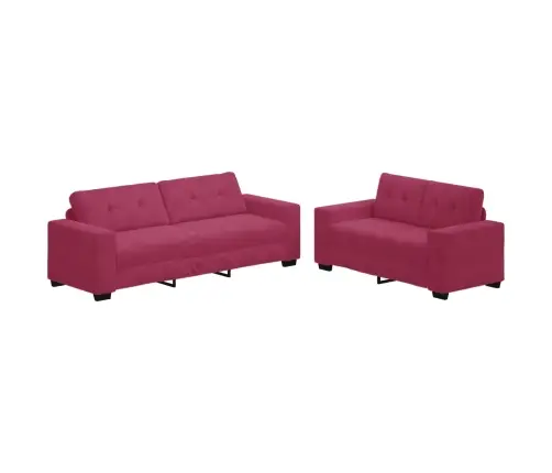 Sofos Komplektas 2 Pcs Vyno Raudonumo 221 X 78 X 80 Cm Aksomas