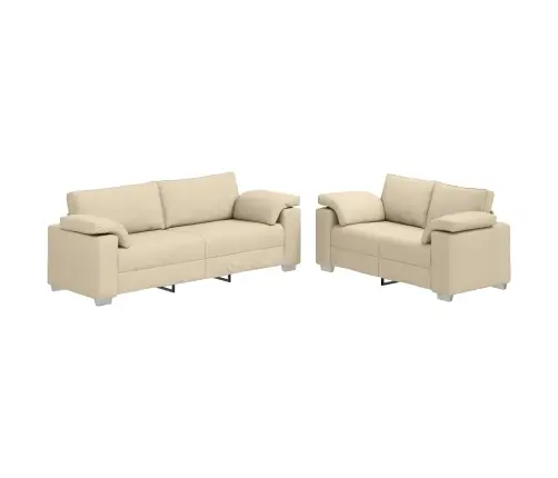 Dīvānu Komplekts 2 Pcs Krēmkrāsa 219 X 77 X 82 Cm Audums Vidaxl