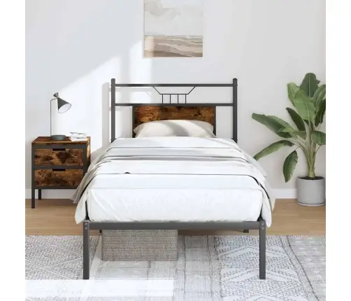 Peatsiga Voodiraam, Ilma Madratsita, Suitsutatud Tamm 75X190 Cm