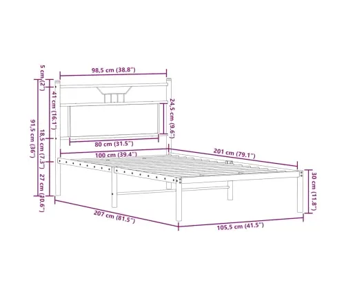 Lovos Rėmas Be Čiužinio, Dūminis, 100X200cm Apdirbta Mediena