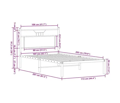 Lovos Rėmas Be Čiužinio, Dūminio Ąžuolo, 107X203 cm Mediena