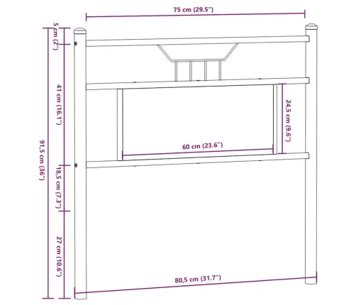 Galvūgalis, Dūminio Ąžuolo Spalvos, 75cm Mediena Ir Plienas