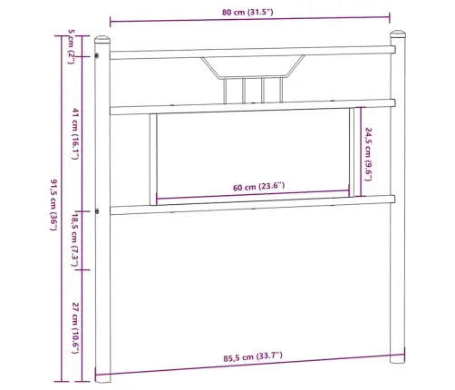 Galvūgalis, Dūminio Ąžuolo Spalvos, 80cm Mediena Ir Plienas