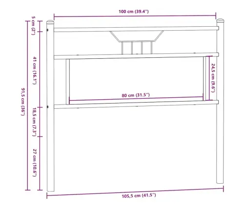 Galvgalis, Ozolkoka Krāsa, 100 Cm, Inženierijas Koks, Tērauds Vidaxl