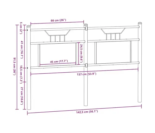 Voodipeats Suitsutatud Tamm 137 Cm Tehispuit Ja Teras