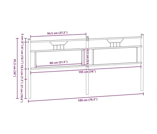 Galvūgalis, Dūminio Ąžuolo Spalvos, 193cm Mediena Ir Plienas