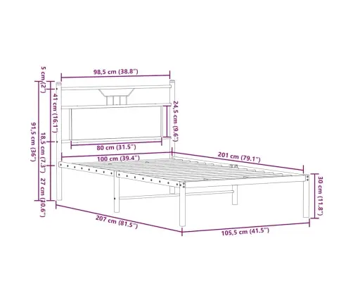 Lovos Rėmas Be Čiužinio, Sonoma, 100X200cm Apdirbta Mediena Lovos Rėmas Be Čiužinio, Sonoma, 100X200cm Apdirbta Mediena