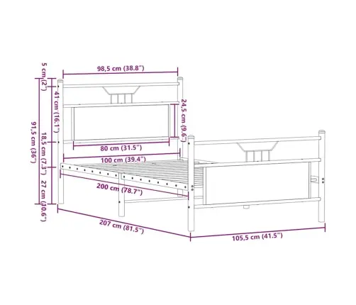Peatsiga Voodiraam, Ilma Madratsita, Pruun Tamm 100X200Cm