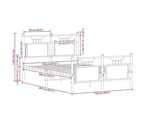 Gulta Bez Matrača, Brūna Ozola, 120X200 Cm, Inženierijas Koks Vidaxl