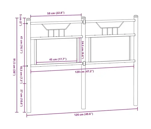 Vahetatav Voodipeats Pruun Tamm 120 Cm Tehispuit Ja Teras