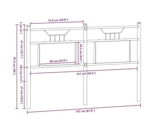 Galvūgalis, Ruda Ąžuolo Spalvos, 150cm Mediena Ir Plienas Galvūgalis, Ruda Ąžuolo Spalvos, 150cm Mediena Ir Plienas