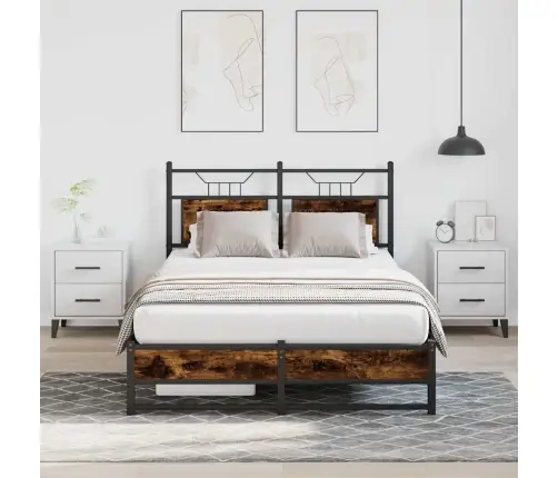 Peatsiga Voodiraam, Ilma Madratsita, Suitsutatud Tamm 120X190Cm