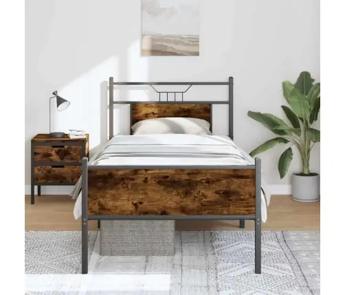 Peatsiga Voodiraam, Ilma Madratsita, Suitsutatud Tamm 90X190 Cm