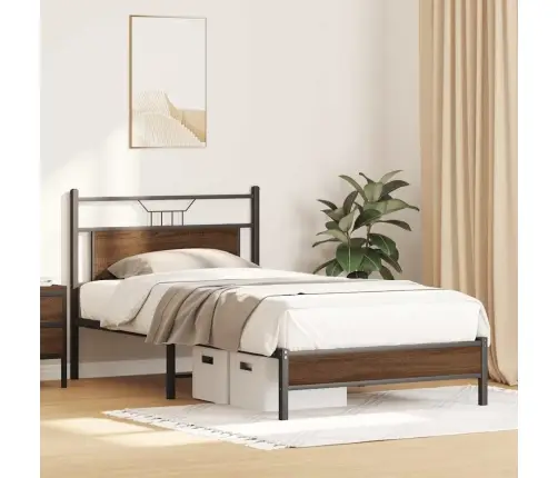 Gultas Rāmis Bez Matrača, Brūns, 107X203 Cm, Inženierijas Koks Vidaxl