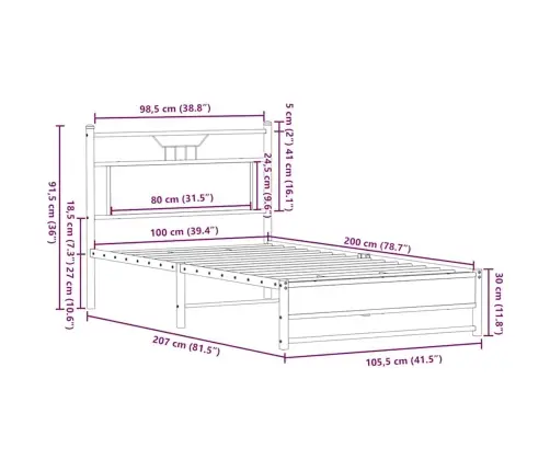 Gulta Bez Matrača, Brūna Ozola, 100X200 Cm, Inženierijas Koks Vidaxl