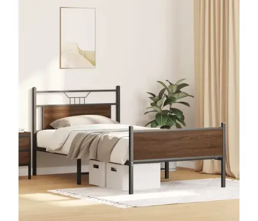 Gultas Rāmis Bez Matrača, Brūns, 107X203 Cm, Inženierijas Koks Vidaxl