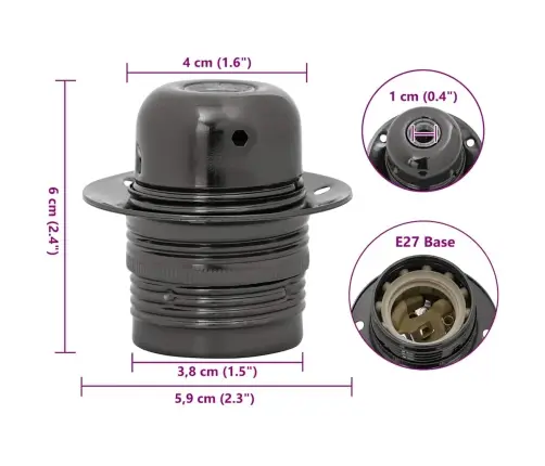 Lempų Laikikliai 2 Vnt Blizgus Juodas E27