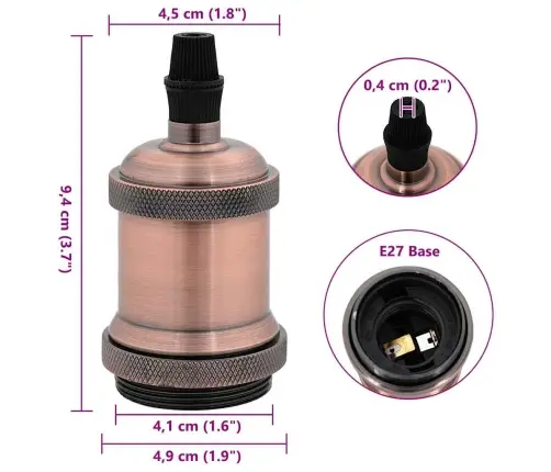 Lampu Turētāji 2 Gab Red Bronze E27 Vidaxl