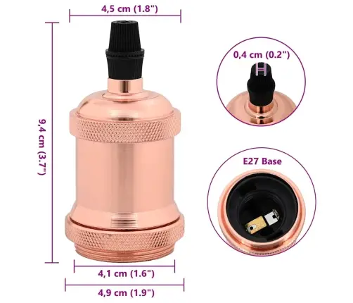 Lempų Laikikliai 2 Vnt Rose Gold E27