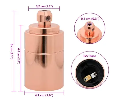 Lempų Laikikliai 2 Vnt Rose Gold E27