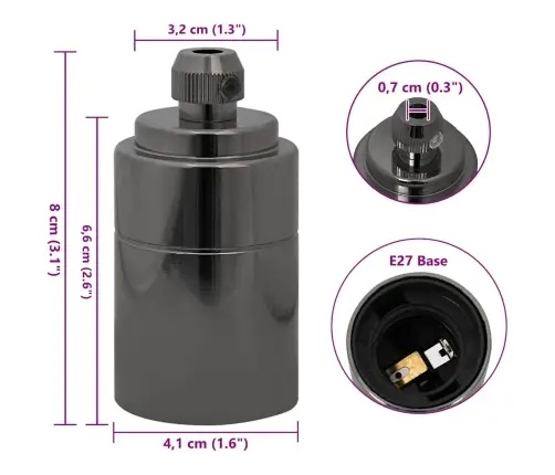 Lampu Turētāji 2 Gab Glossy Black E27 Vidaxl