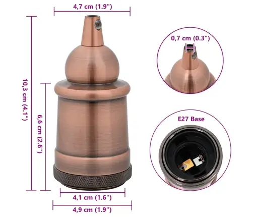 Lempų Laikikliai 2 Vnt Red Bronze E27