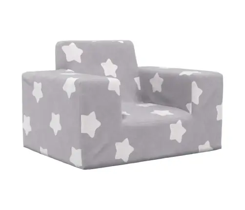 Bērnu Dīvāns, Gaiši Pelēks Ar Zvaigznēm, Mīksts Plīšs Vidaxl
