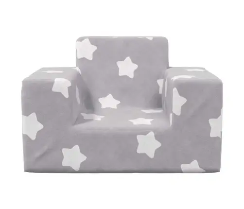 Bērnu Dīvāns, Gaiši Pelēks Ar Zvaigznēm, Mīksts Plīšs Vidaxl