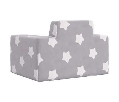 Bērnu Dīvāns, Gaiši Pelēks Ar Zvaigznēm, Mīksts Plīšs Vidaxl