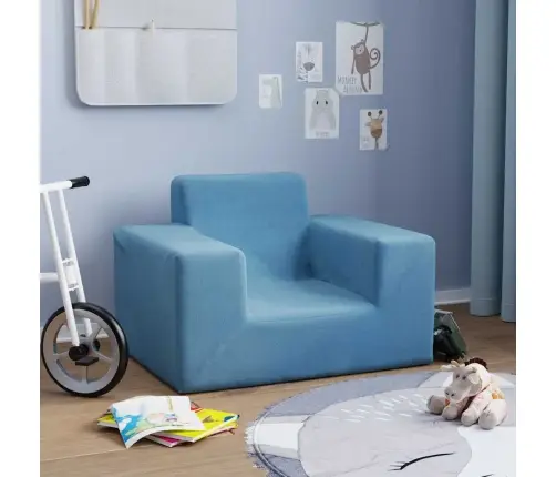 Vaikiška Sofa, Mėlynos Spalvos, Minkštas Pliušas