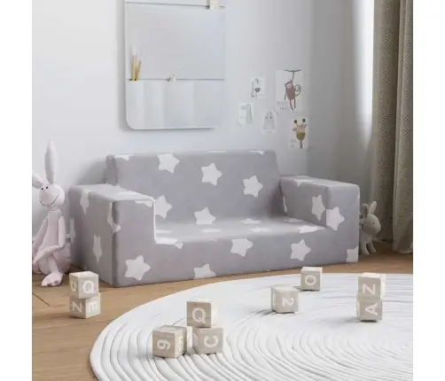 2-Kohaline Lastediivan Tähtedega, Helehall, Pehme Plüüs