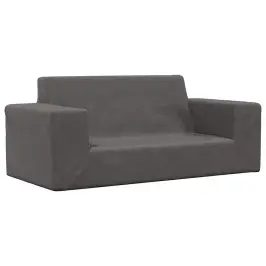 Dvivietė Vaikiška Sofa, Antracito Spalvos, Minkštas Pliušas