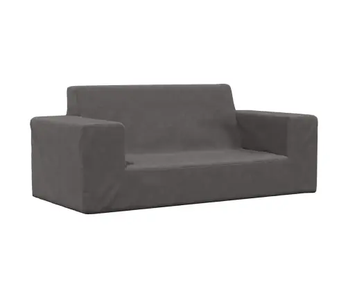 Dvivietė Vaikiška Sofa, Antracito Spalvos, Minkštas Pliušas