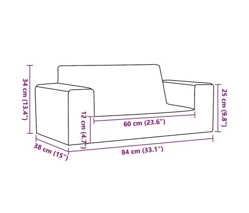 Dvivietė Vaikiška Sofa, Antracito Spalvos, Minkštas Pliušas