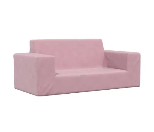 Divvietīgs Bērnu Dīvāns, Rozā, Mīksts Plīšs Vidaxl