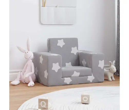 Bērnu Dīvāngulta, Gaiši Pelēka Ar Zvaigznēm, Mīksts Plīšs Vidaxl