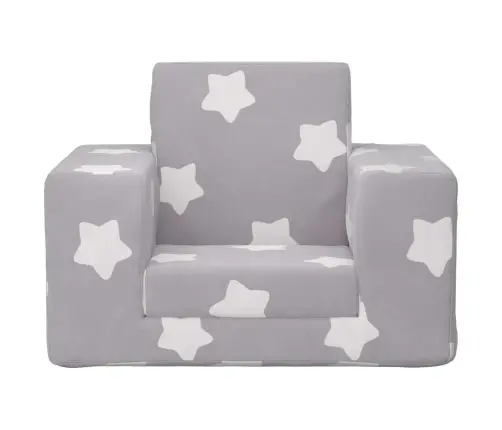 Bērnu Dīvāngulta, Gaiši Pelēka Ar Zvaigznēm, Mīksts Plīšs Vidaxl