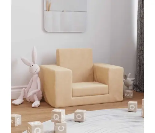 Bērnu Dīvāngulta, Krēmkrāsas, Mīksts Plīšs Vidaxl