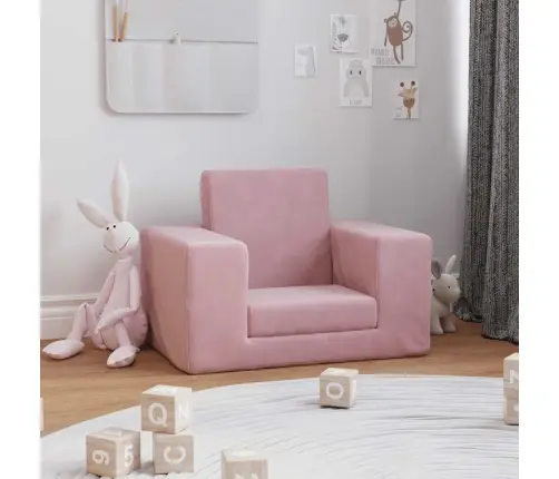 Bērnu Dīvāngulta, Rozā, Mīksts Plīšs Vidaxl