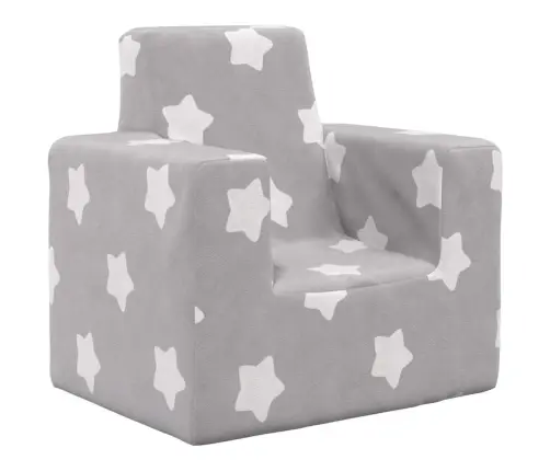 Vaikiška Sofa, Šviesiai Pilka, Minkštas Pliušas, Su Žvaigždėmis