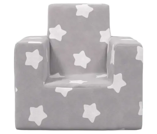 Vaikiška Sofa, Šviesiai Pilka, Minkštas Pliušas, Su Žvaigždėmis