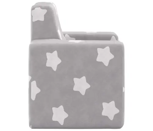 Vaikiška Sofa, Šviesiai Pilka, Minkštas Pliušas, Su Žvaigždėmis